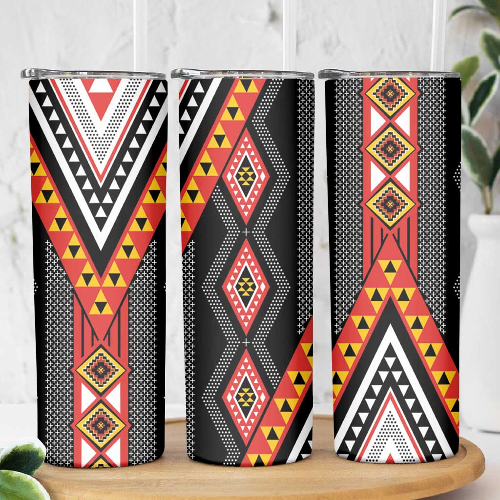 Niho Taniwha Taniko Motif Skinny Tumbler LT9 - Polynesian Pride