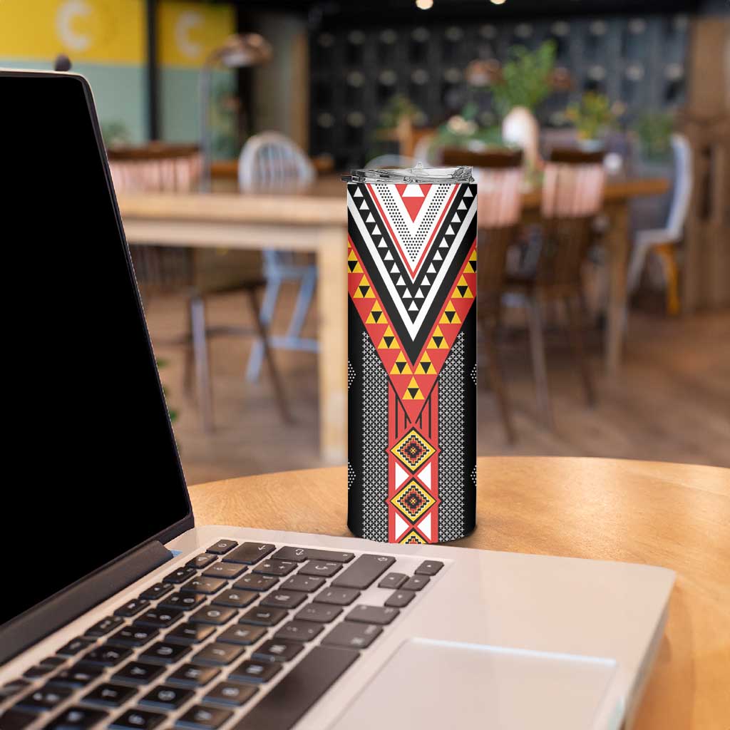 Niho Taniwha Taniko Motif Skinny Tumbler LT9 - Polynesian Pride