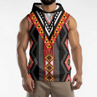 Niho Taniwha Taniko Motif Sleeveless Hoodie - Polynesian Pride