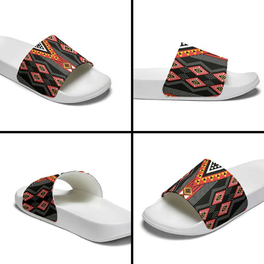 Niho Taniwha Taniko Motif Slide Sandals - Polynesian Pride