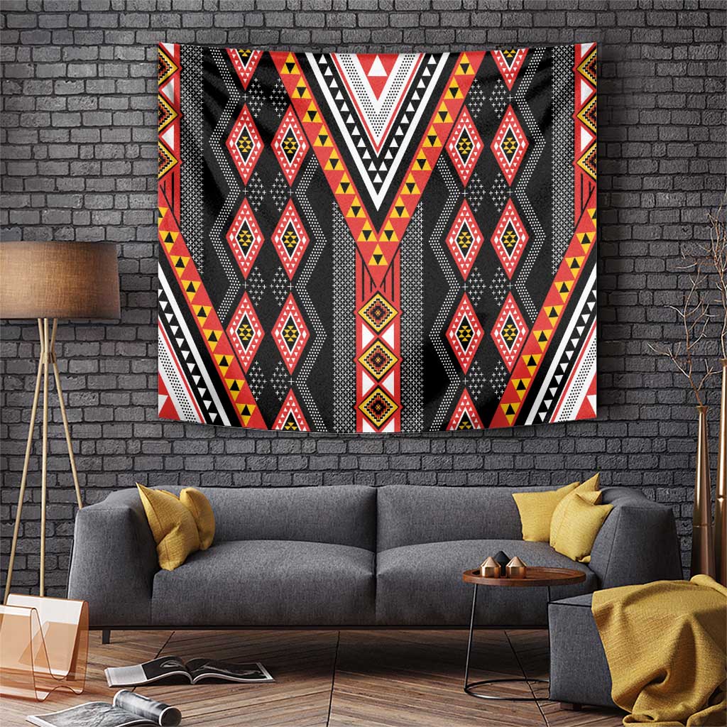Niho Taniwha Taniko Motif Tapestry LT9 Red - Polynesian Pride