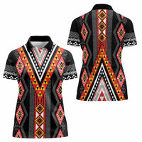 Niho Taniwha Taniko Motif Women Polo Shirt