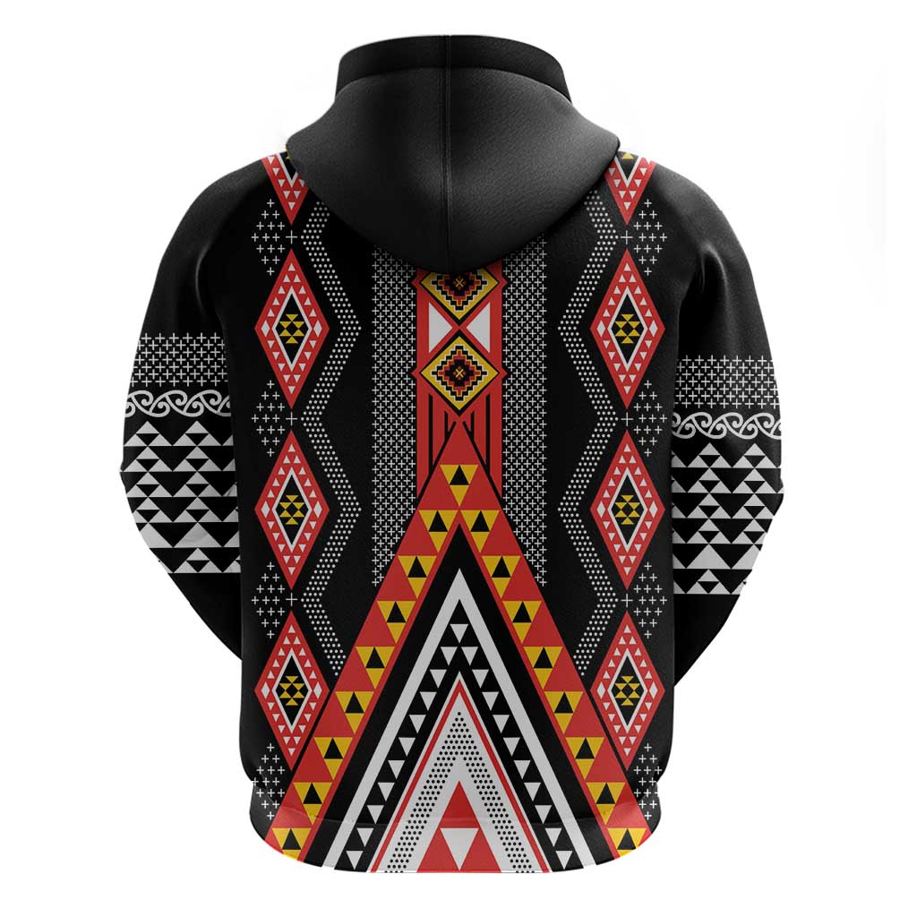 Niho Taniwha Taniko Motif Zip Hoodie LT9 - Polynesian Pride