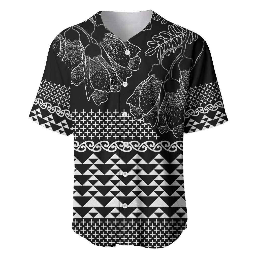 Black Taniko Kowhaiwhai Tukutuku Motif Baseball Jersey