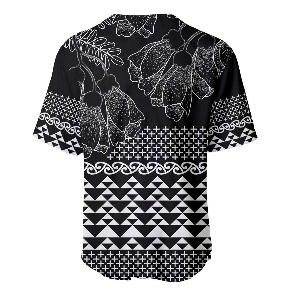 Black Taniko Kowhaiwhai Tukutuku Motif Baseball Jersey