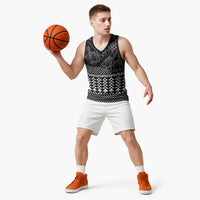 Black Taniko Kowhaiwhai Tukutuku Motif Basketball Jersey - Polynesian Pride