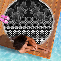 Black Taniko Kowhaiwhai Tukutuku Motif Beach Blanket