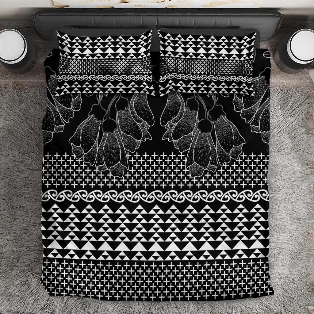 Black Taniko Kowhaiwhai Tukutuku Motif Bedding Set