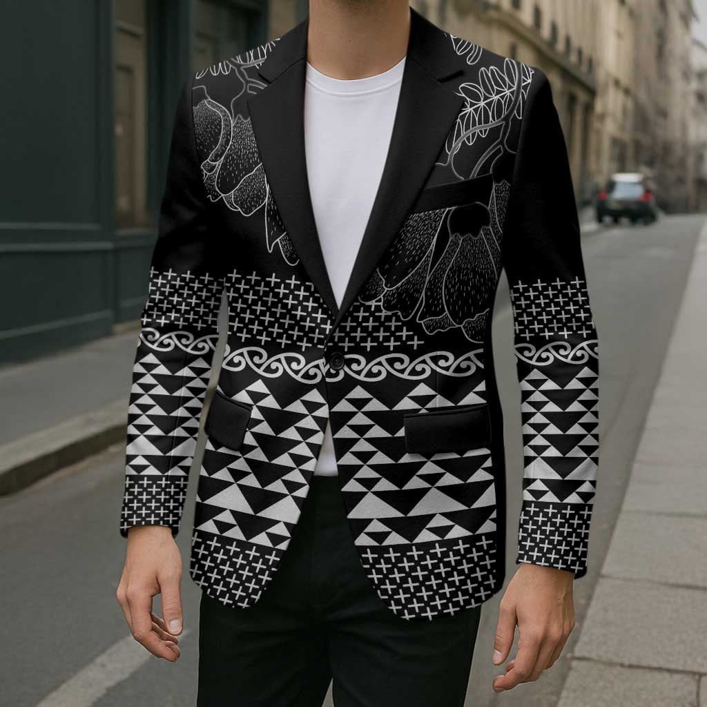 Black Taniko Kowhaiwhai Tukutuku Motif Blazer - Polynesian Pride