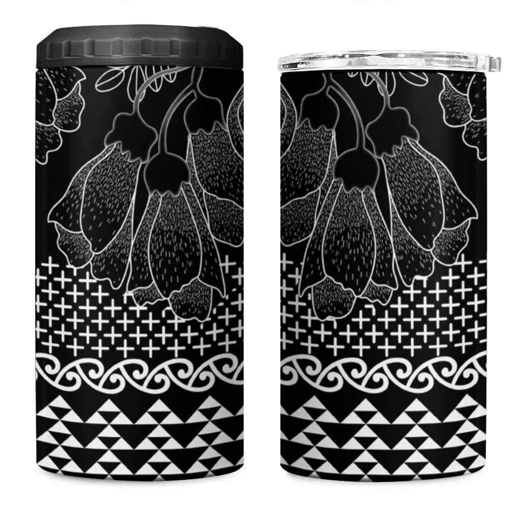 Black Taniko Kowhaiwhai Tukutuku Motif 4 in 1 Can Cooler Tumbler