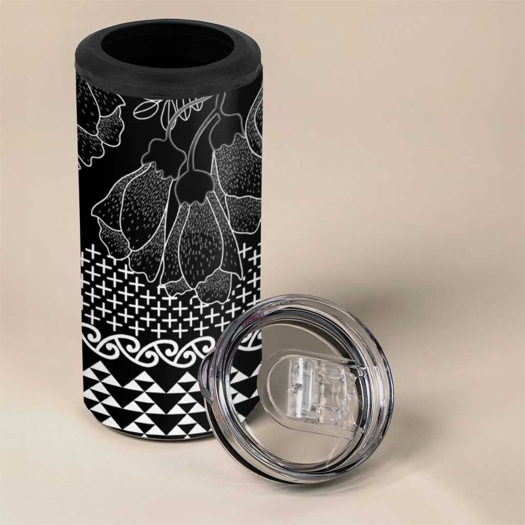 Black Taniko Kowhaiwhai Tukutuku Motif 4 in 1 Can Cooler Tumbler