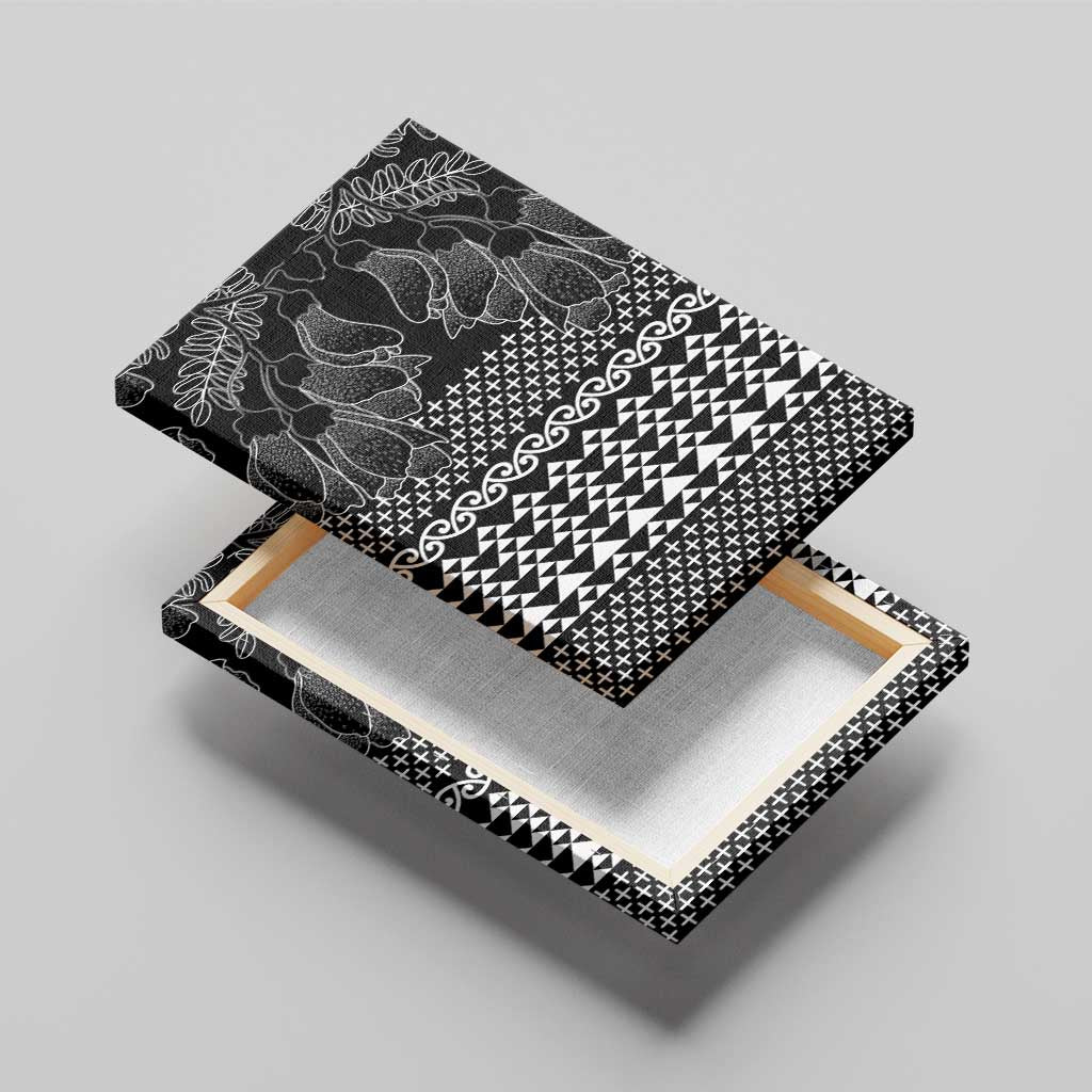 Black Taniko Kowhaiwhai Tukutuku Motif Canvas Wall Art