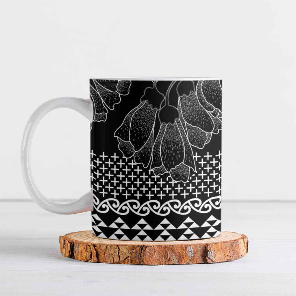 Black Taniko Kowhaiwhai Tukutuku Motif Ceramic Mug - Polynesian Pride