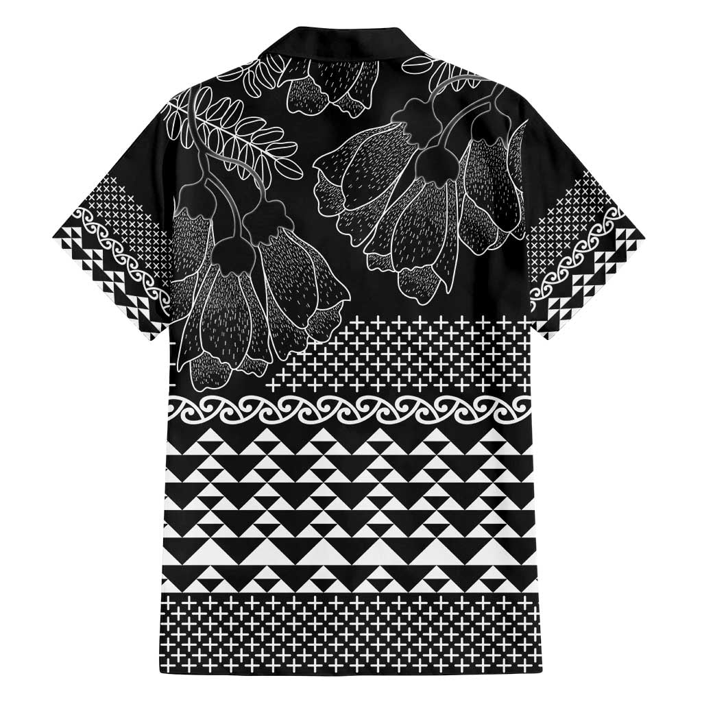 Black Taniko Kowhaiwhai Tukutuku Motif Family Matching Off Shoulder Short Dress and Hawaiian Shirt