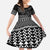 Black Taniko Kowhaiwhai Tukutuku Motif Family Matching Short Sleeve Bodycon Dress and Hawaiian Shirt
