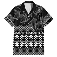 Black Taniko Kowhaiwhai Tukutuku Motif Family Matching Short Sleeve Bodycon Dress and Hawaiian Shirt LT9 Dad's Shirt - Short Sleeve Black - Polynesian Pride