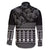 Black Taniko Kowhaiwhai Tukutuku Motif Family Matching Short Sleeve Bodycon Dress and Hawaiian Shirt