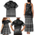 Black Taniko Kowhaiwhai Tukutuku Motif Family Matching Tank Maxi Dress and Hawaiian Shirt