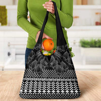 Black Taniko Kowhaiwhai Tukutuku Motif Grocery Bag