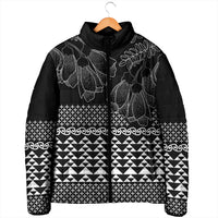 Black Taniko Kowhaiwhai Tukutuku Motif Padded Jacket - Polynesian Pride