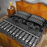 Black Taniko Kowhaiwhai Tukutuku Motif Quilt Bed Set