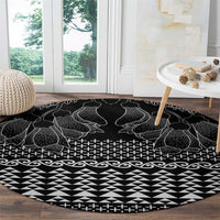 Black Taniko Kowhaiwhai Tukutuku Motif Round Carpet LT9 - Polynesian Pride