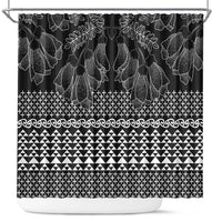 Black Taniko Kowhaiwhai Tukutuku Motif Shower Curtain