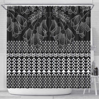 Black Taniko Kowhaiwhai Tukutuku Motif Shower Curtain