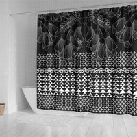 Black Taniko Kowhaiwhai Tukutuku Motif Shower Curtain