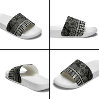 Black Taniko Kowhaiwhai Tukutuku Motif Slide Sandals - Polynesian Pride