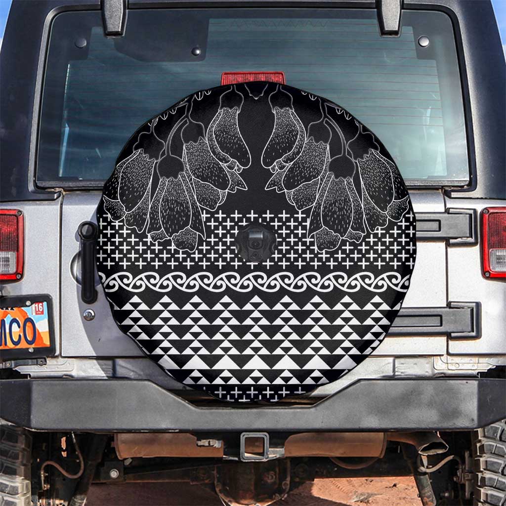 Black Taniko Kowhaiwhai Tukutuku Motif Spare Tire Cover LT9 Black - Polynesian Pride