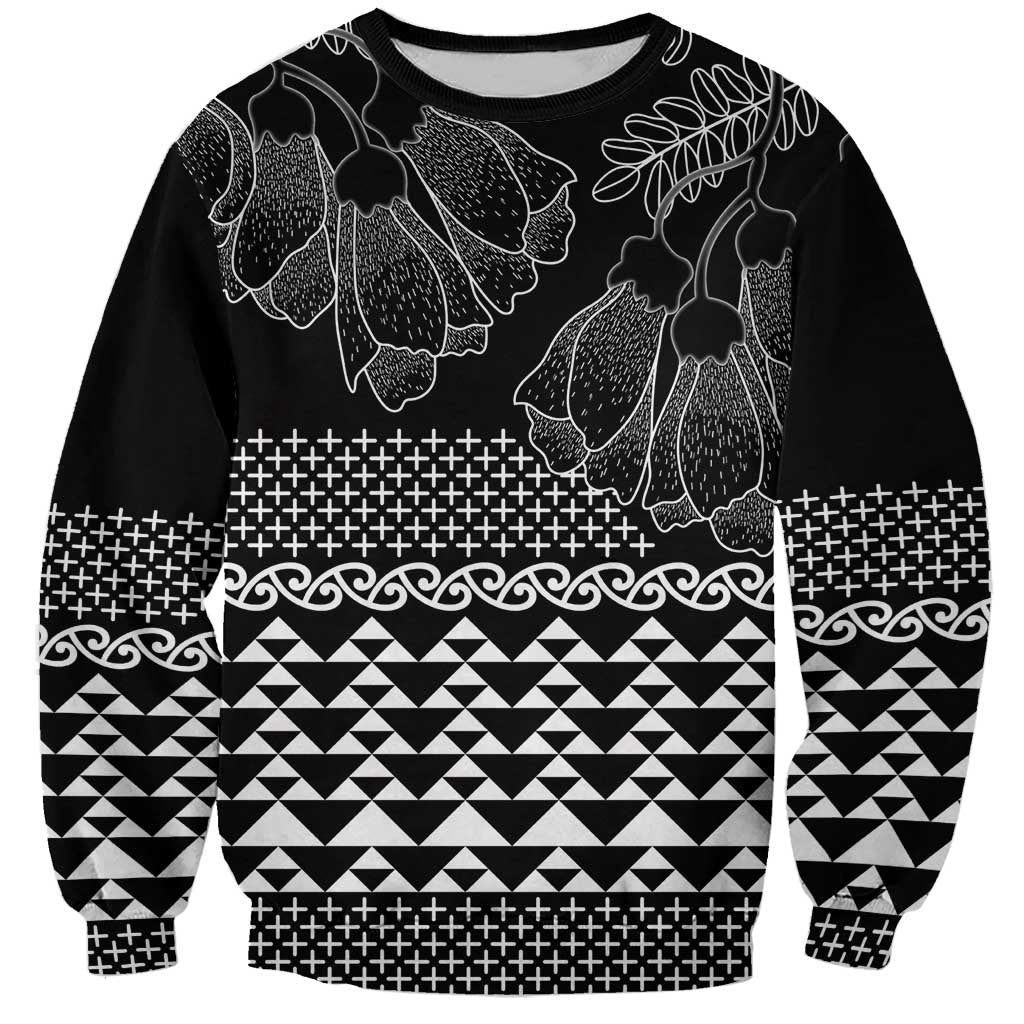 Black Taniko Kowhaiwhai Tukutuku Motif Sweatshirt