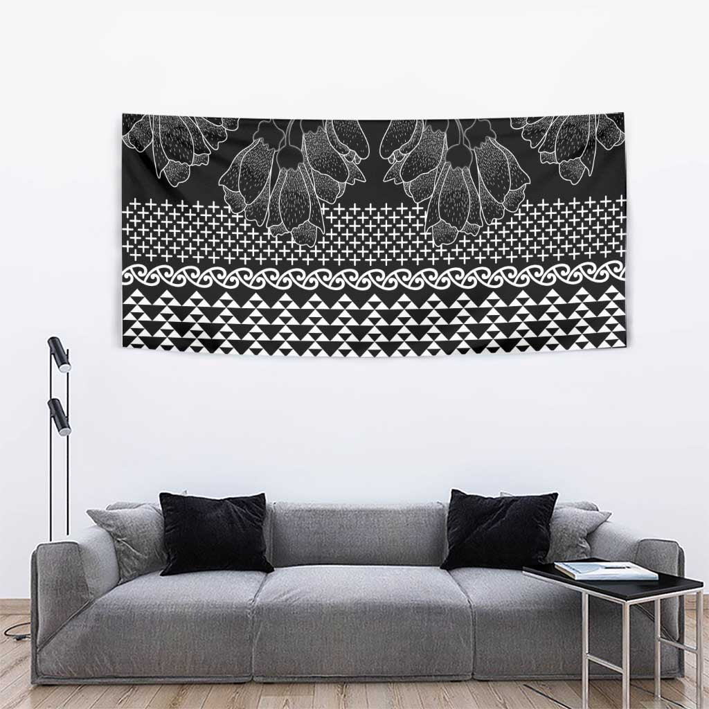 Black Taniko Kowhaiwhai Tukutuku Motif Tapestry