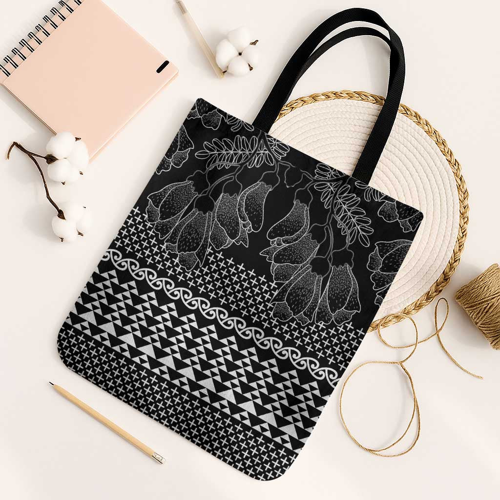 Black Taniko Kowhaiwhai Tukutuku Motif Tote Bag LT9 Black Strap One Size Black - Polynesian Pride