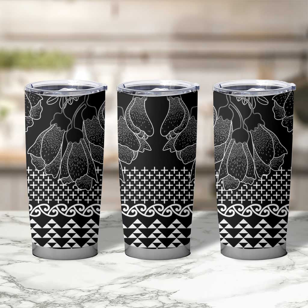 Black Taniko Kowhaiwhai Tukutuku Motif Tumbler Cup LT9 - Polynesian Pride