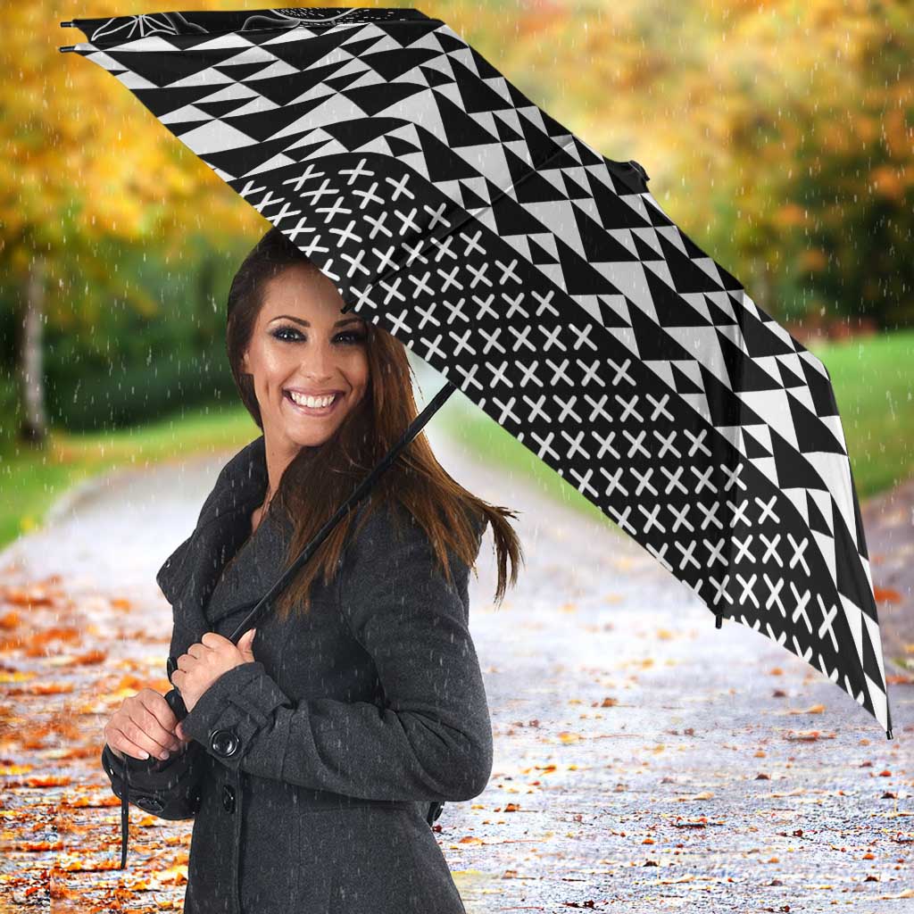 Black Taniko Kowhaiwhai Tukutuku Motif Umbrella - Polynesian Pride