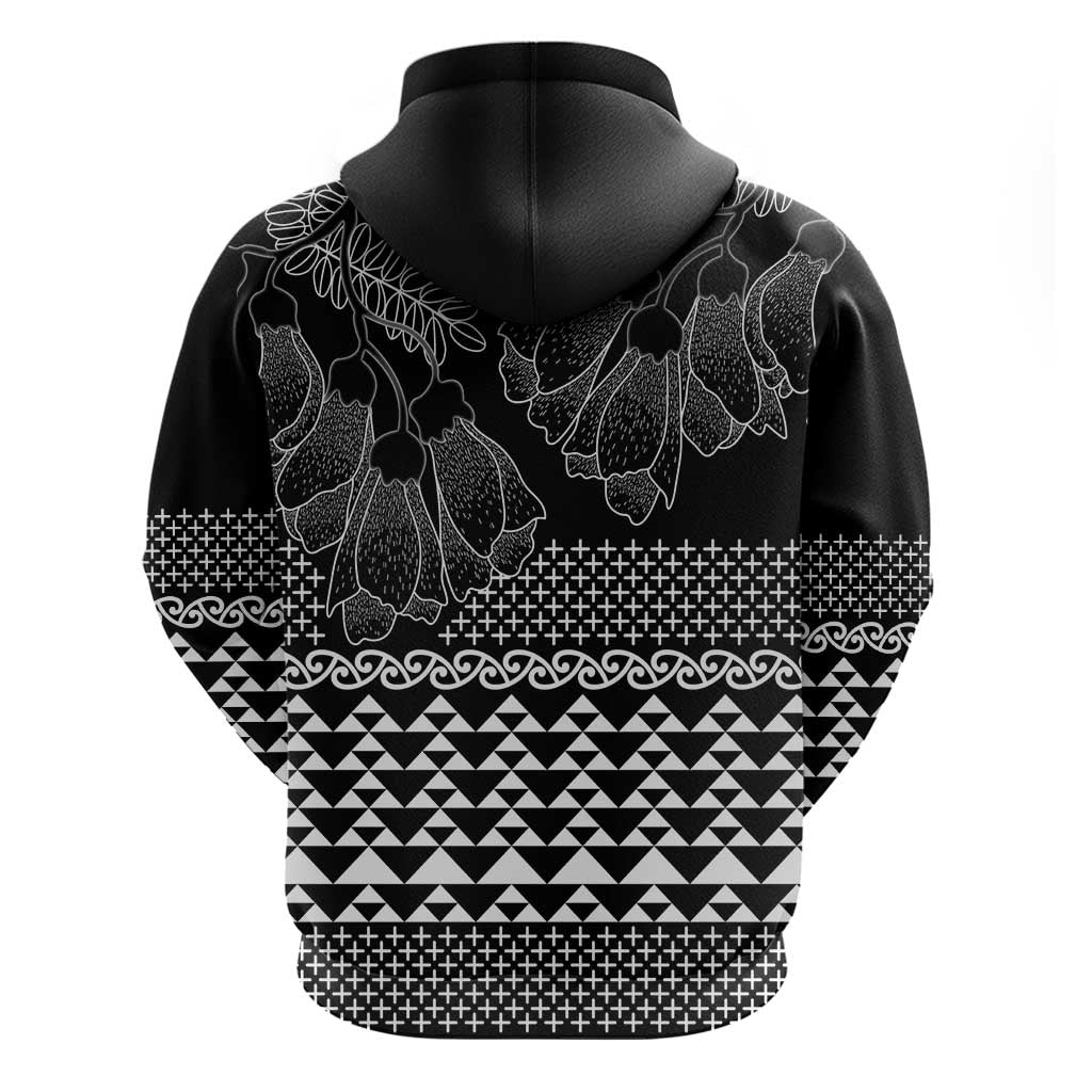 Black Taniko Kowhaiwhai Tukutuku Motif Zip Hoodie LT9 - Polynesian Pride