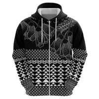 Black Taniko Kowhaiwhai Tukutuku Motif Zip Hoodie LT9 - Polynesian Pride