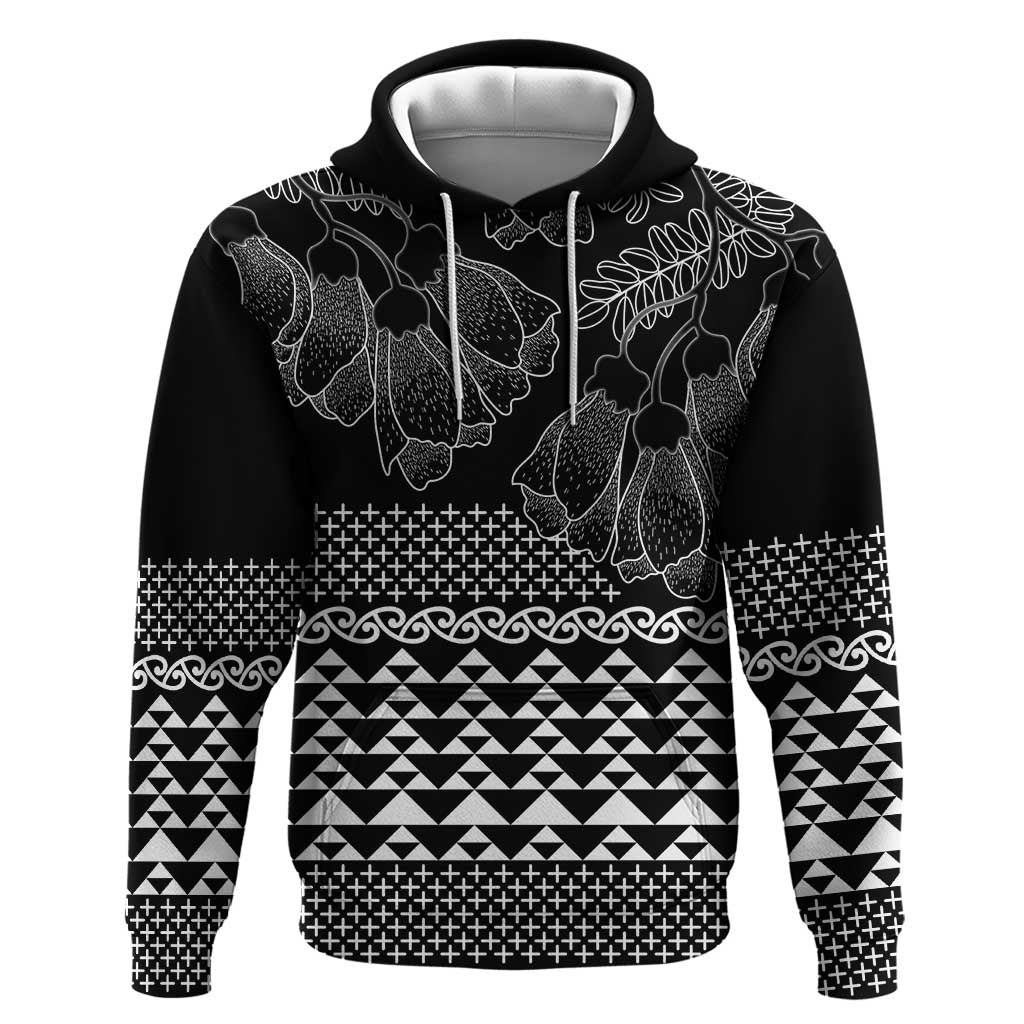 Black Taniko Kowhaiwhai Tukutuku Motif Zip Hoodie LT9 Pullover Hoodie Black - Polynesian Pride