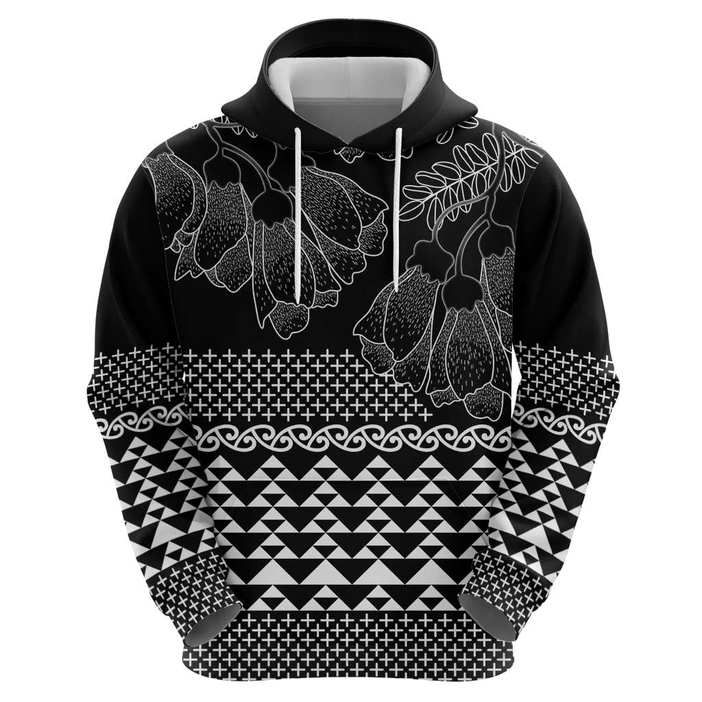 Black Taniko Kowhaiwhai Tukutuku Motif Zip Hoodie LT9 - Polynesian Pride