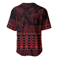 Red Taniko Kowhaiwhai Tukutuku Motif Baseball Jersey