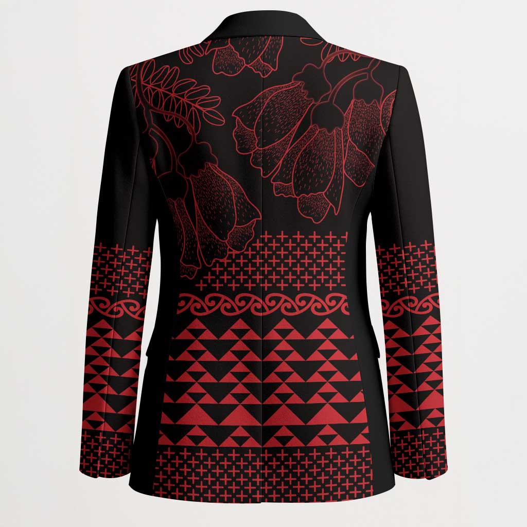 Red Taniko Kowhaiwhai Tukutuku Motif Blazer - Polynesian Pride