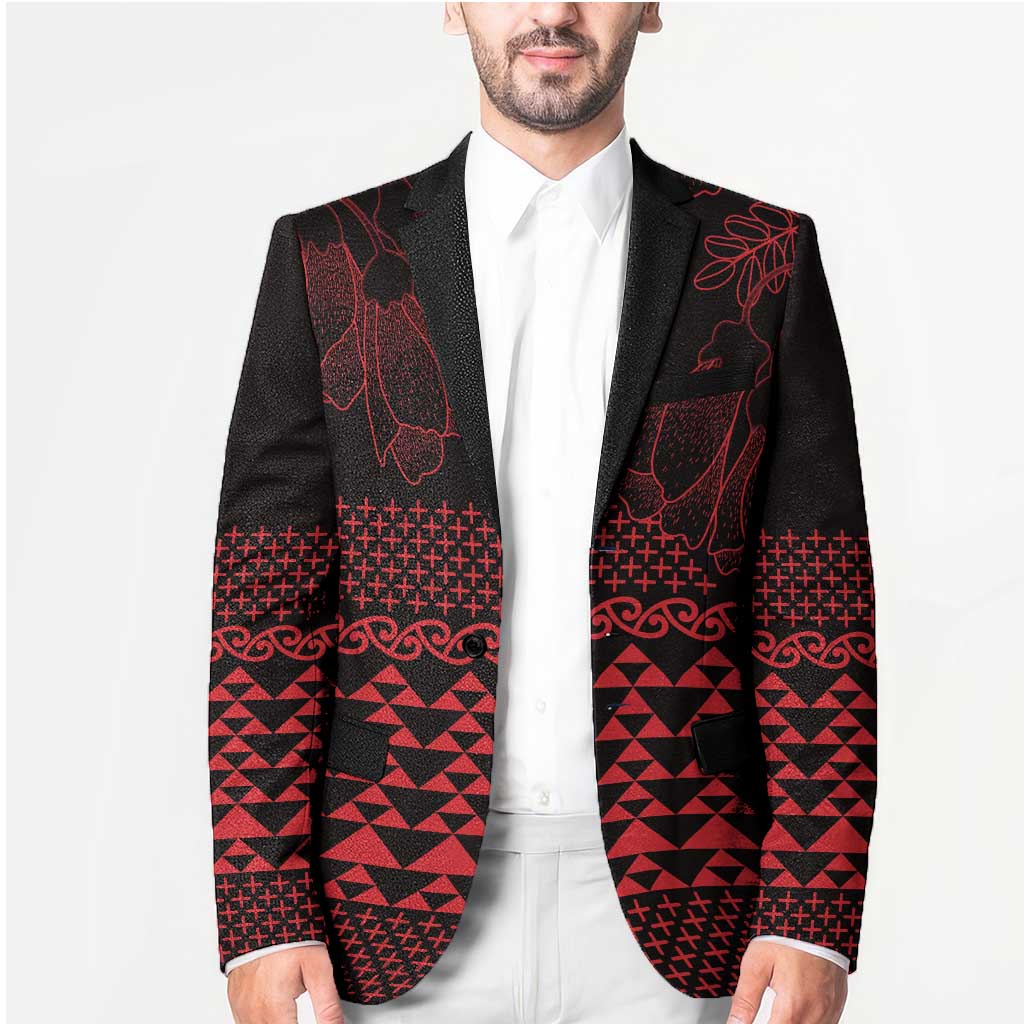 Red Taniko Kowhaiwhai Tukutuku Motif Blazer - Polynesian Pride