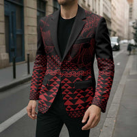 Red Taniko Kowhaiwhai Tukutuku Motif Blazer - Polynesian Pride