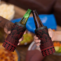 Red Taniko Kowhaiwhai Tukutuku Motif 4 in 1 Can Cooler Tumbler