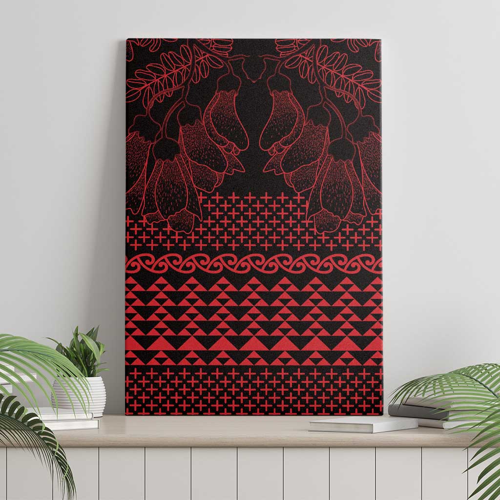 Red Taniko Kowhaiwhai Tukutuku Motif Canvas Wall Art