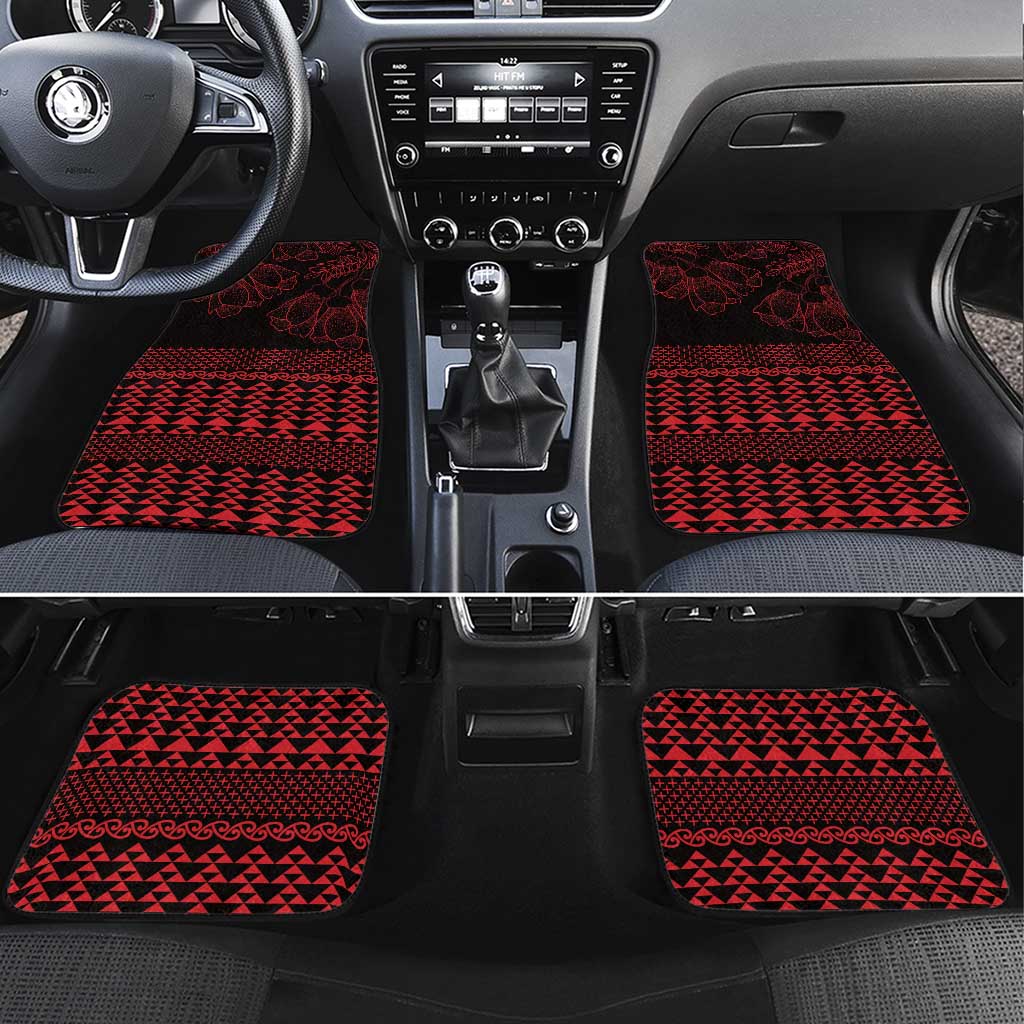 Red Taniko Kowhaiwhai Tukutuku Motif Car Mats