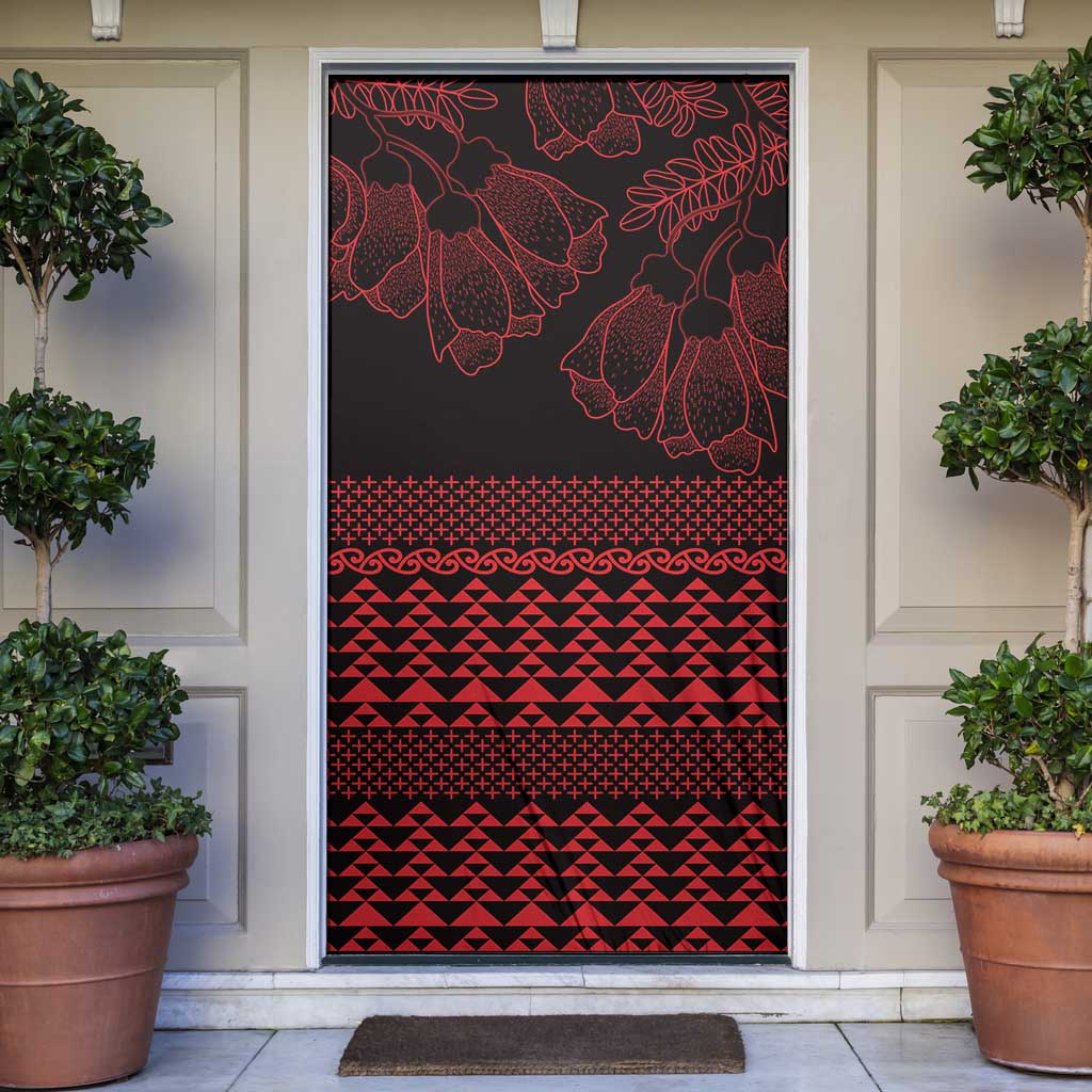 Red Taniko Kowhaiwhai Tukutuku Motif Door Cover LT9 Red - Polynesian Pride