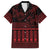 Red Taniko Kowhaiwhai Tukutuku Motif Family Matching Off The Shoulder Long Sleeve Dress and Hawaiian Shirt