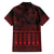 Red Taniko Kowhaiwhai Tukutuku Motif Family Matching Off The Shoulder Long Sleeve Dress and Hawaiian Shirt